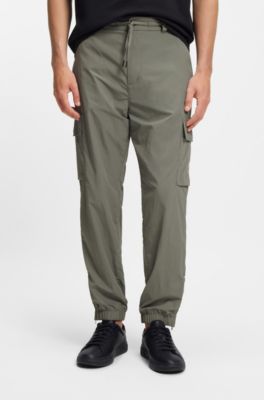 Pantaloni cargo in tessuto stropicciato idrorepellente, Grigio