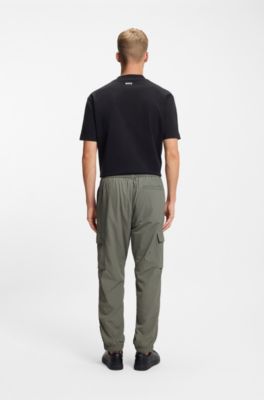 Pantaloni cargo in tessuto stropicciato idrorepellente, Grigio