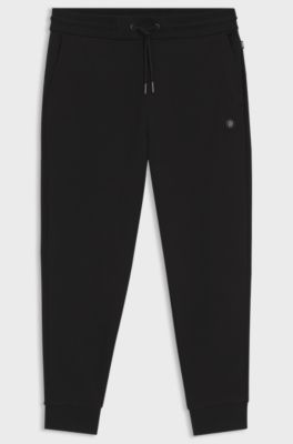 Regular-fit trousers with drawstring and cuffed hems, Black