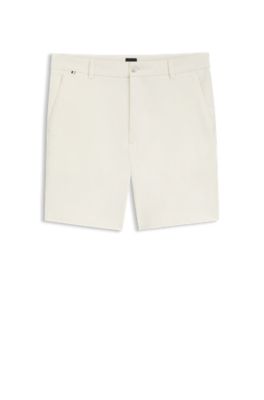 Modern-fit shorts in stretch cotton, White