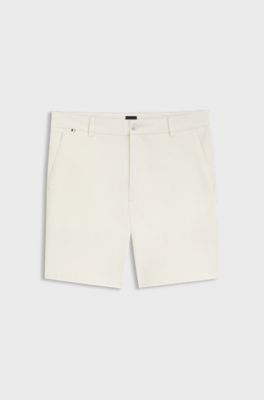 Modern-fit shorts in stretch cotton, Natural