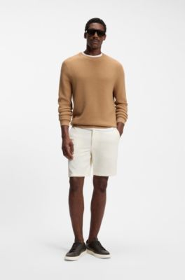 Modern-fit shorts in stretch cotton, Natural
