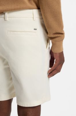 Modern-fit shorts in stretch cotton, Natural