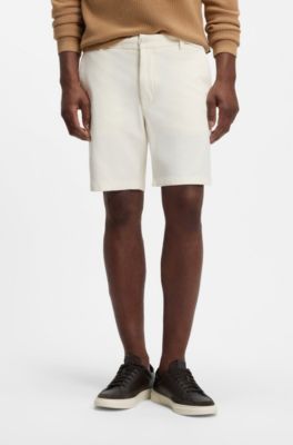 Modern-fit shorts in stretch cotton, Natural