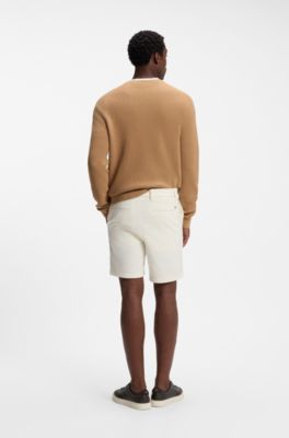Modern-fit shorts in stretch cotton, Natural