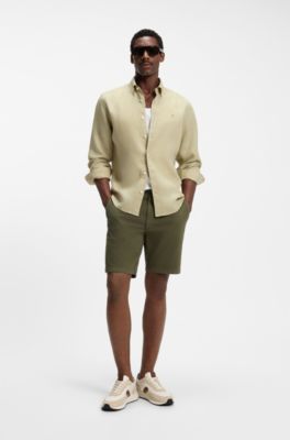 Modern-fit shorts in stretch cotton, Khaki