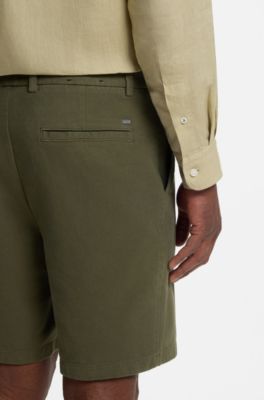 Shorts modern fit in cotone elasticizzato, Kaki