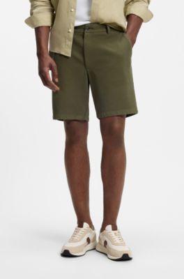 Modern-fit shorts in stretch cotton, Khaki