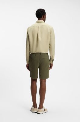Modern-fit shorts in stretch cotton, Khaki