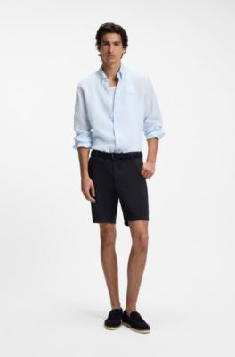 Short Modern en coton stretch, Bleu fonc&eacute;
