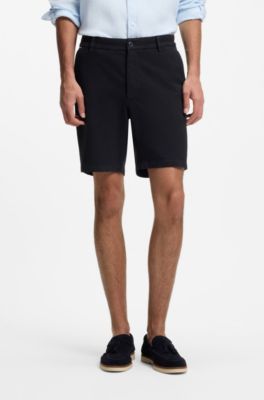 Short Modern en coton stretch, Bleu fonc&eacute;
