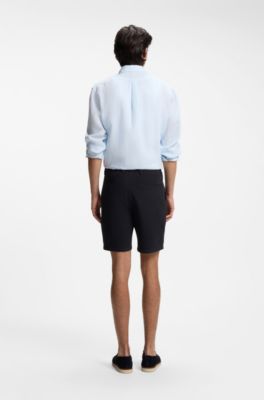 Modern fit shorts i bomuld med str&aelig;k, M&oslash;rkebl&aring;