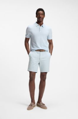 Shorts modern fit in cotone elasticizzato, Celeste
