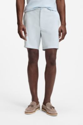 Shorts modern fit in cotone elasticizzato, Celeste