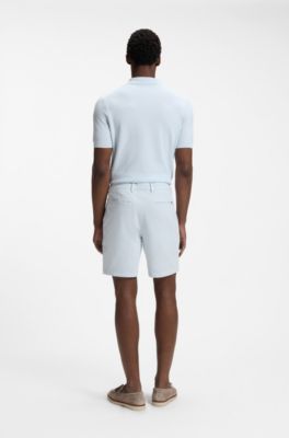 Shorts modern fit in cotone elasticizzato, Celeste