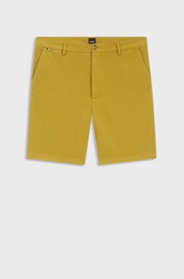 Modern-fit shorts in stretch cotton, Gold