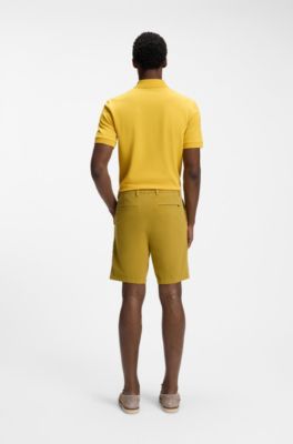 Modern-fit short van stretchkatoen, goud