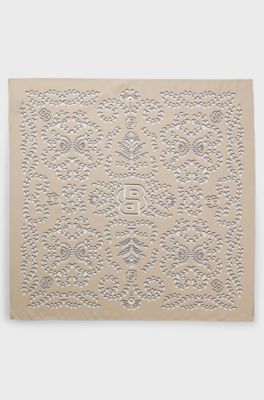 Printed scarf in silk with Double B monograms, Gold tone