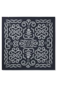 Printed scarf in silk with Double B monograms, Dark Blue