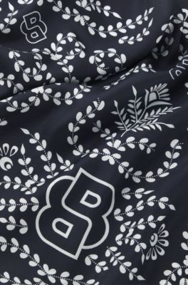 Printed scarf in silk with Double B monograms, Dark Blue