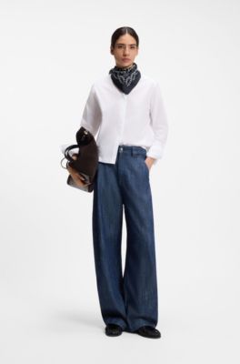 Printed scarf in silk with Double B monograms, Dark Blue