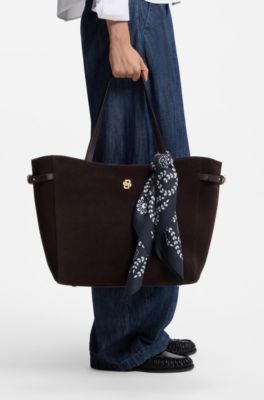 Printed scarf in silk with Double B monograms, Dark Blue