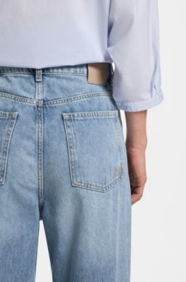 Jeans regular fit a gamba larga in denim azzurro, Celeste