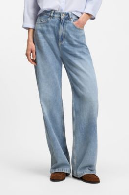 Wide-leg regular-fit jeans in light-blue denim, Light Blue