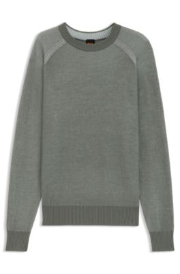 Wool-blend sweater with ribbed knit, Grey