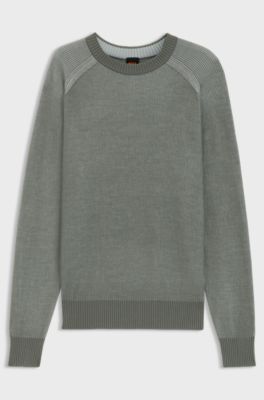 Pull en maille c&ocirc;tel&eacute;e de laine m&eacute;lang&eacute;e, Gris