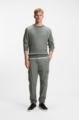 Pull en maille c&ocirc;tel&eacute;e de laine m&eacute;lang&eacute;e, Gris