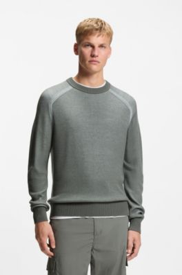 Pull en maille c&ocirc;tel&eacute;e de laine m&eacute;lang&eacute;e, Gris