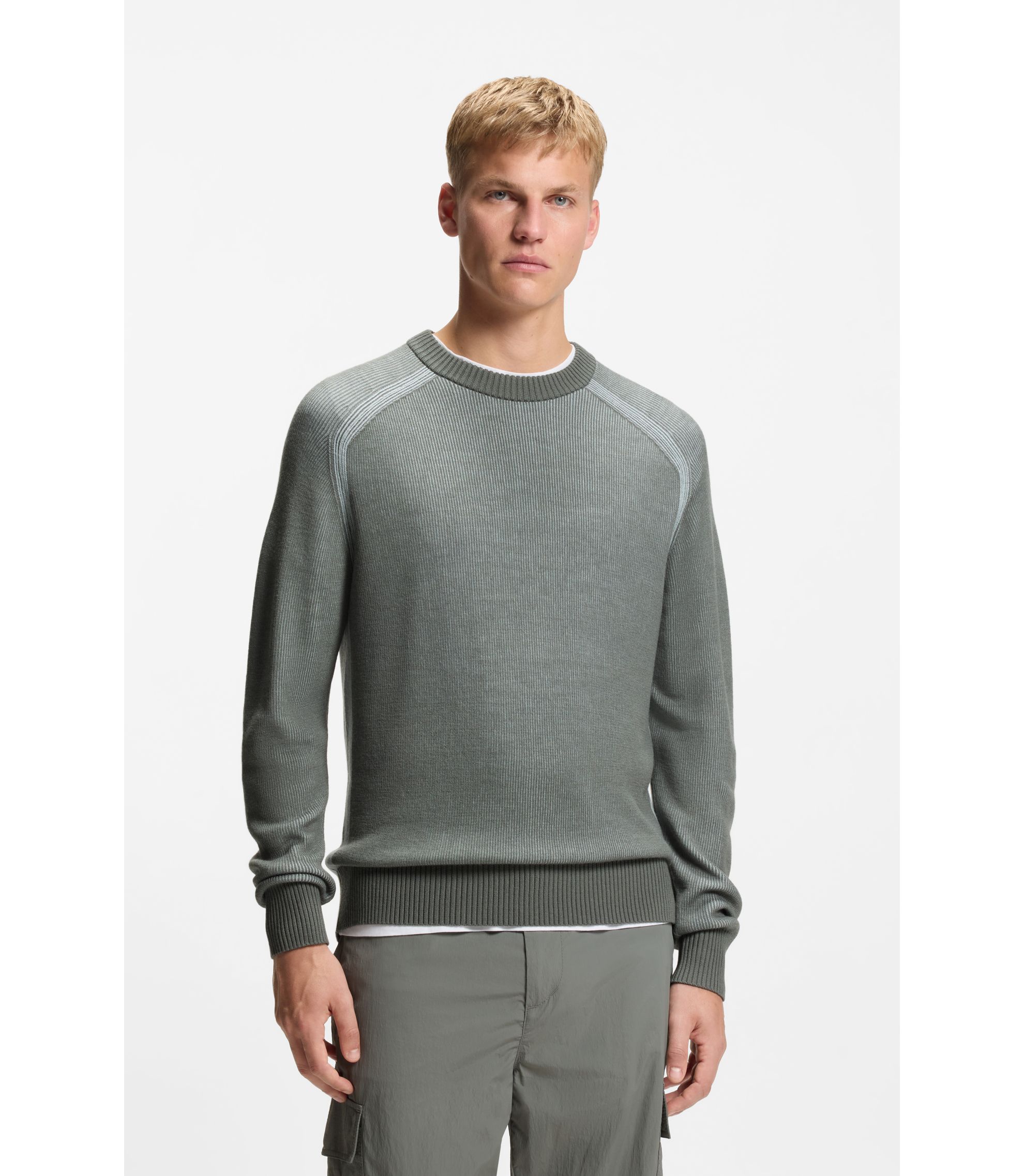 Pullover aus Woll-Mix mit Rippstrick