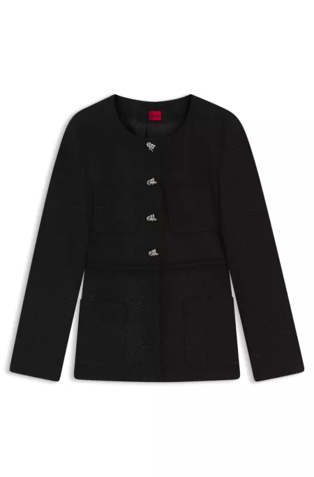 Regular-fit blazer in sparkling bouclé with knot buttons