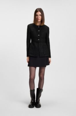 Regular-fit blazer in sparkling boucl&eacute; with knot buttons, Black