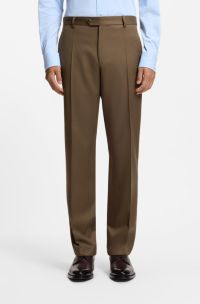Regular-fit trousers in virgin and textured wool, Khaki