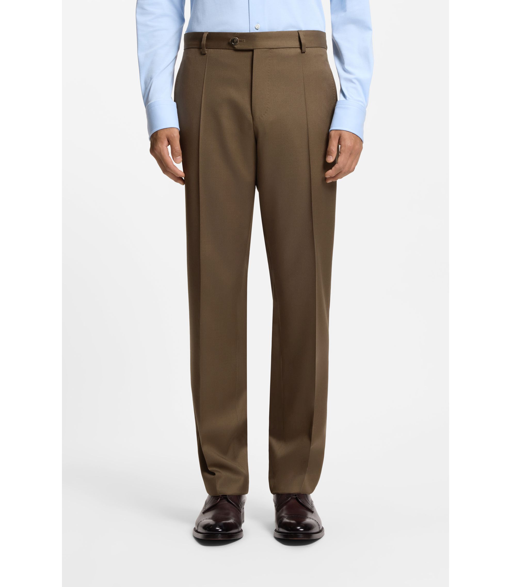 Regular-Fit Hose aus Schurwoll-Mix mit strukturierter Wolle