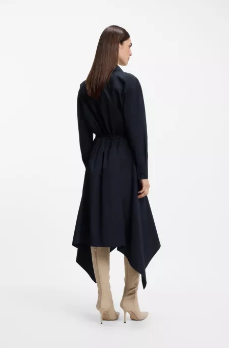 Belted shirt dress in cotton poplin