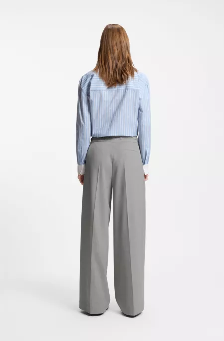 Regular-fit wide-leg trousers in melange stretch fabric