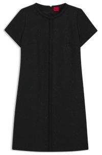 Sparkling-bouclé dress with chain-tape trims, Black