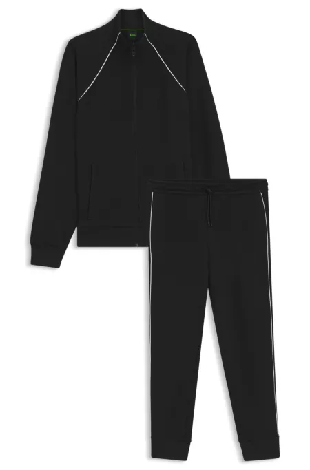 Cotton-blend tracksuit set with contrast piping
