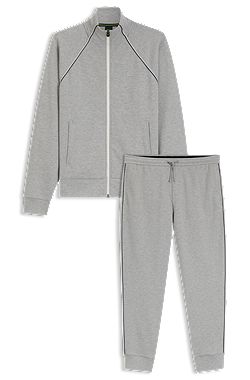 Cotton-blend tracksuit set with contrast piping