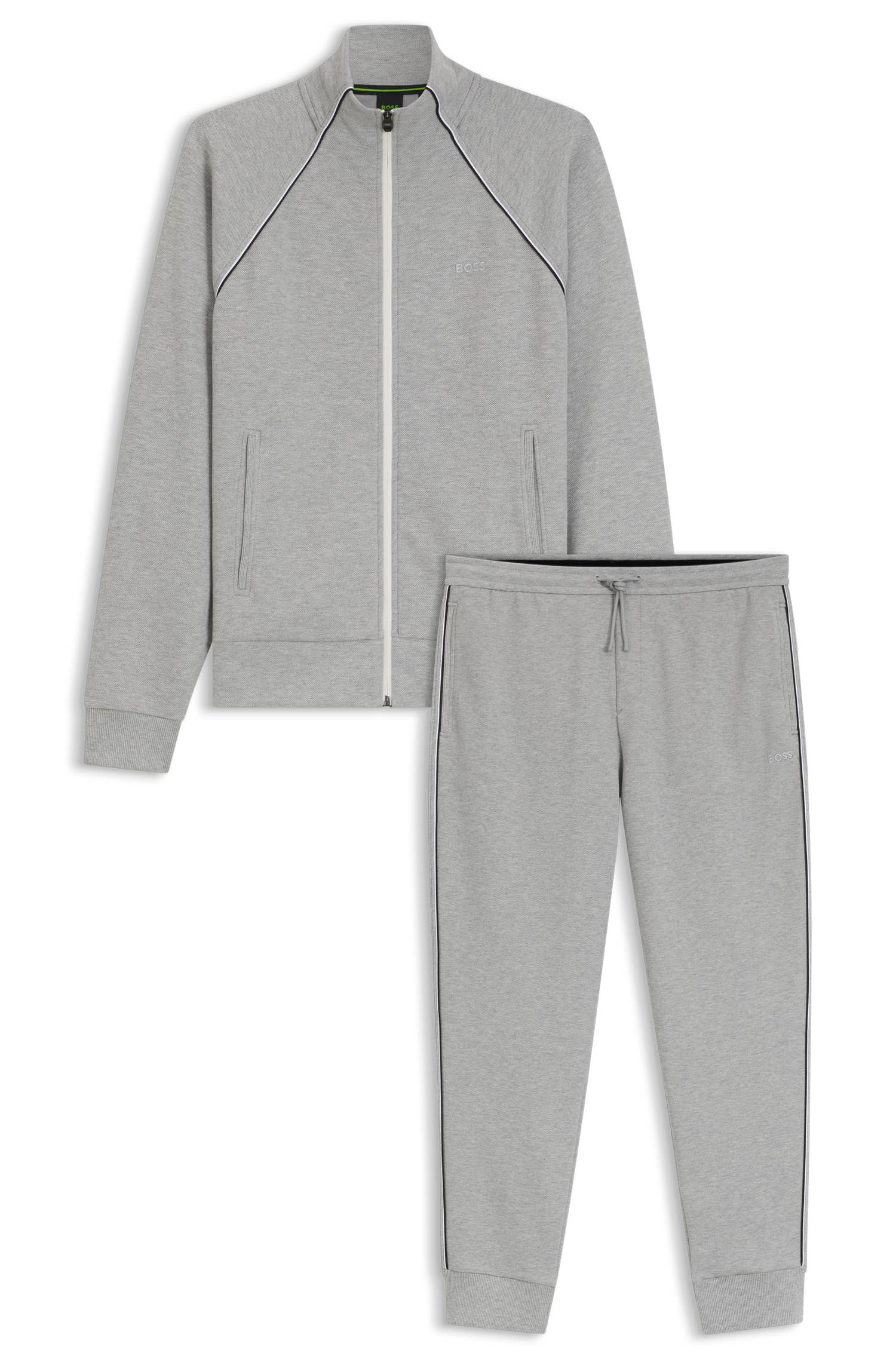 Boss Cotton-blend tracksuit set with contrast piping pyjamas & nattlinnen herr – bild 4