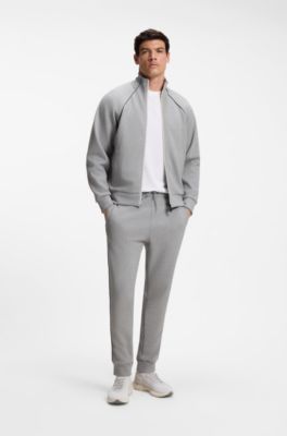 Cotton-blend tracksuit set with contrast piping, Grey