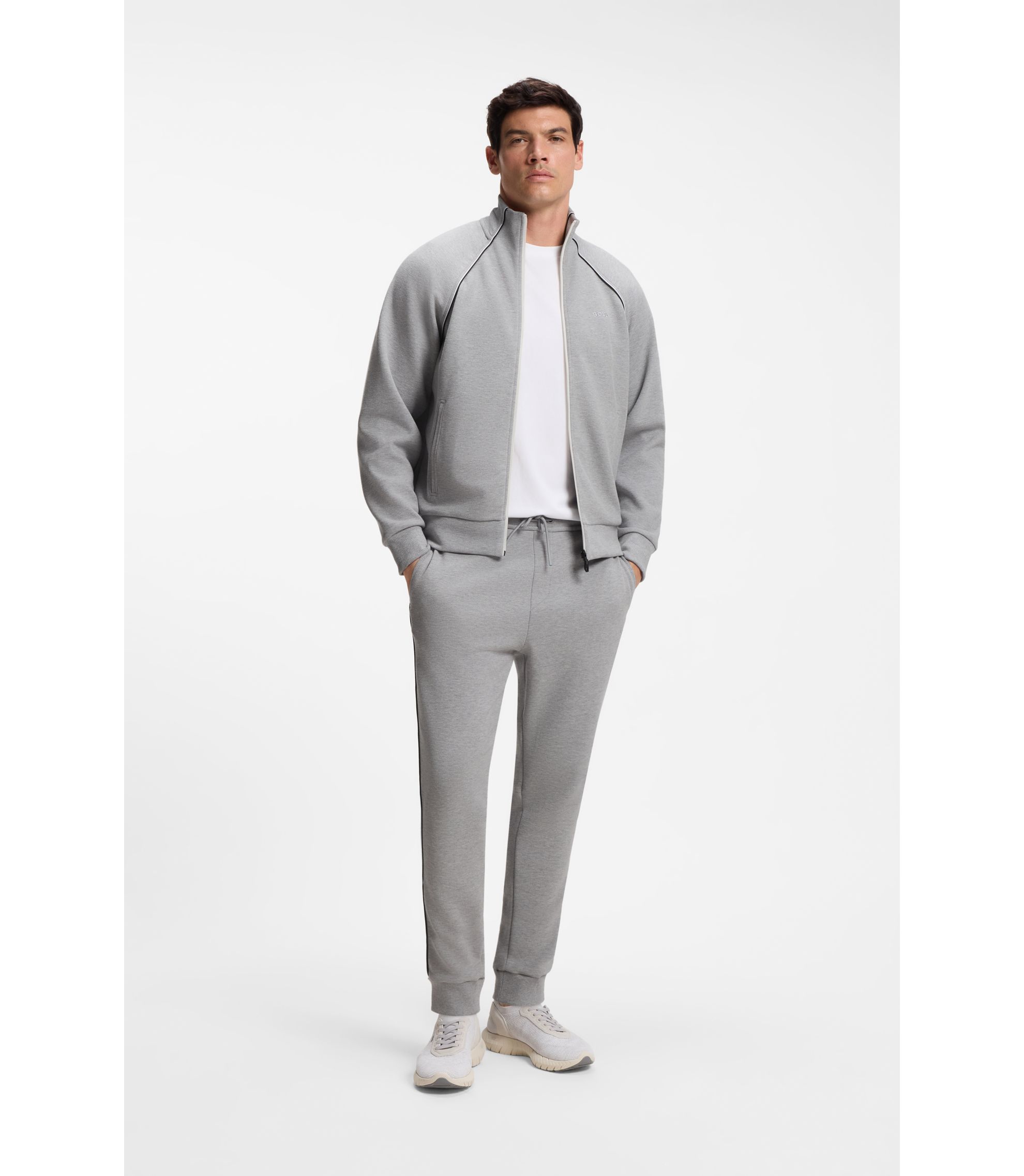 Trainingsanzug-Set aus Baumwoll-Mix mit kontrastfarbenen Paspeln