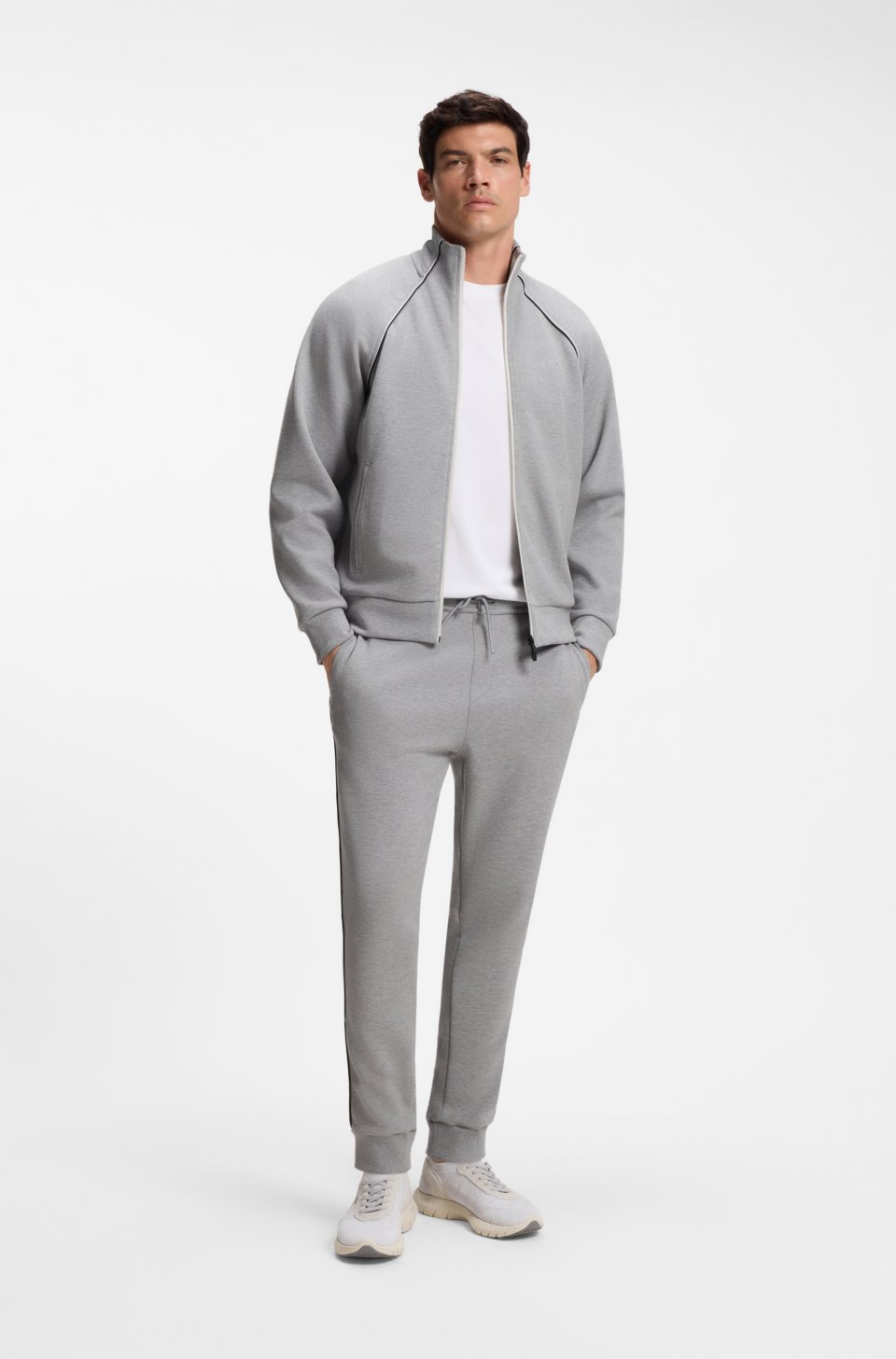 Cotton-blend tracksuit set with contrast piping