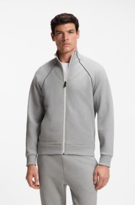 Cotton-blend tracksuit set with contrast piping, Grey