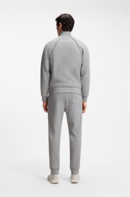 Cotton-blend tracksuit set with contrast piping, Grey
