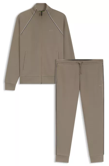 Cotton-blend tracksuit set with contrast piping