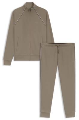 Cotton-blend tracksuit set with contrast piping 1